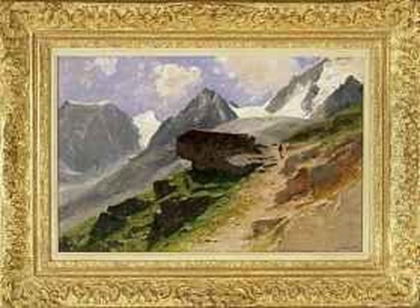 Wanderer In Pigne D'arollo Oil Painting by Gustave Castan