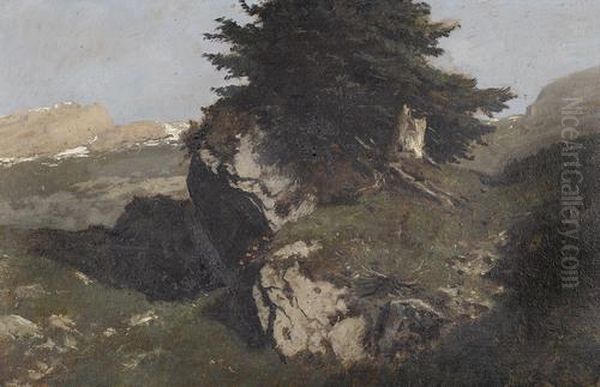 Felsblock Mit Arve Oil Painting by Gustave Castan