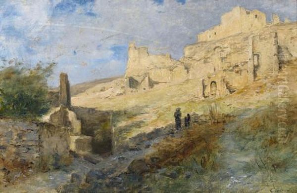 Ruines De Chateau Oil Painting by Gustave Castan