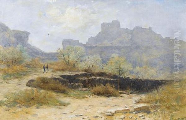 Vue Des Baux En Provence Pres D'arles Oil Painting by Gustave Castan