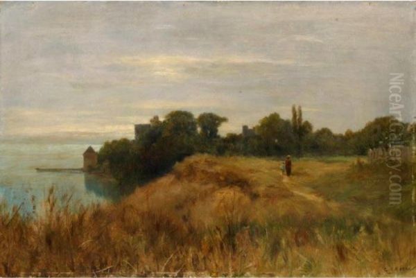 Au Bord Du Lac 
At The Lake Side Oil Painting by Gustave Castan