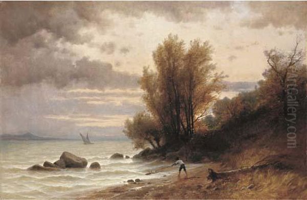 Abendstimmung Am Seeufer Oil Painting by Gustave Castan