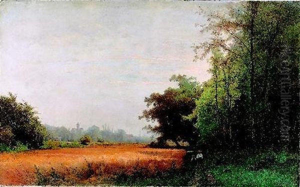 Kornfeld Mit Zwei Kindern Bei Auvers-sur-oise. Oil Painting by Gustave Castan