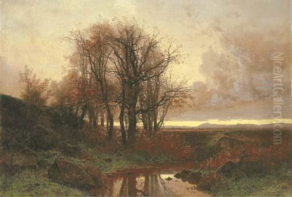 Flusslandschaft Im Herbst Oil Painting by Gustave Castan