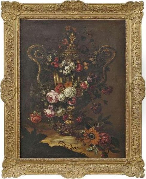 Blumenstilleben Mit Einer Schlangenhenkelvase Oil Painting by Pieter III Casteels