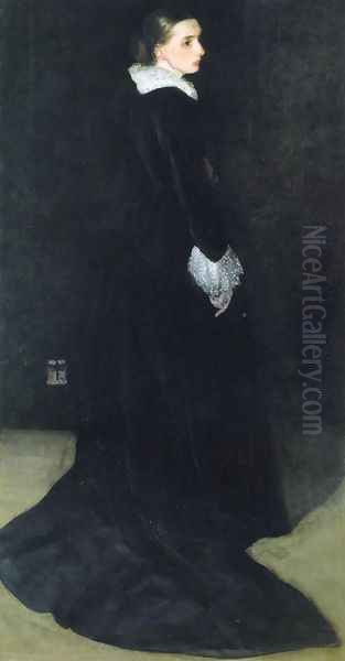 Arrangement in Black, No. 2: Portrait of Mrs. Louis Huth Oil Painting by James Abbott McNeill Whistler