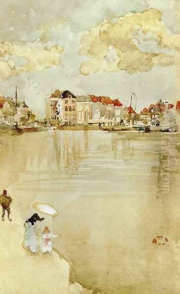 Note in Gold and Silver - Dordrecht Oil Painting by James Abbott McNeill Whistler