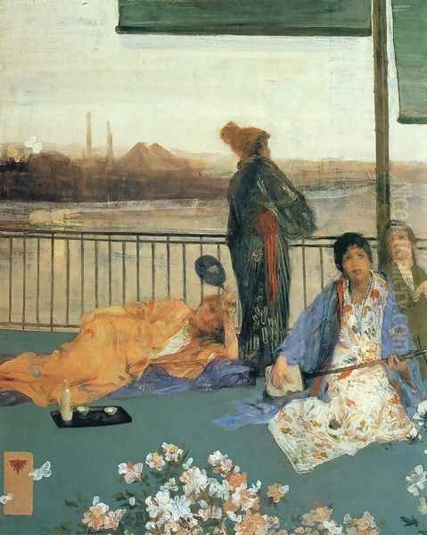 Variations in Flesh Colour and Green: The Balcony Oil Painting by James Abbott McNeill Whistler