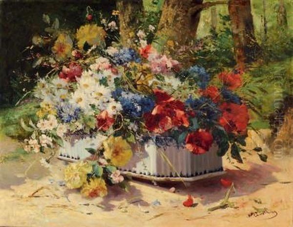 Jardiniere De Fleurs D'ete Oil Painting by Eugene Henri Cauchois