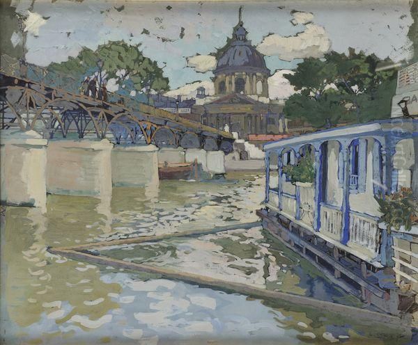 Le Pont Des Arts Oil Painting by Leon Cauvy