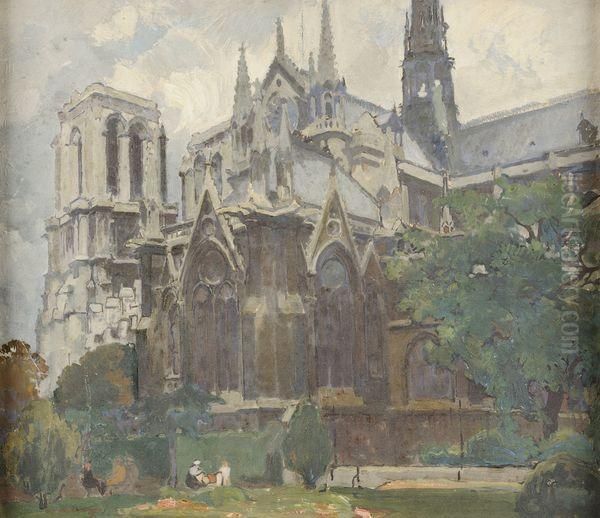 Vue De Notre Dame Oil Painting by Leon Cauvy