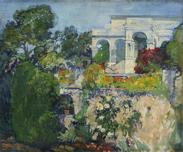 Les Jardins De La Villa Abd-el-tif A Alger Oil Painting by Leon Cauvy