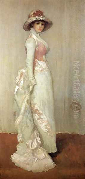 Harmony in Pink and Grey: Valerie, Lady Meux Oil Painting by James Abbott McNeill Whistler