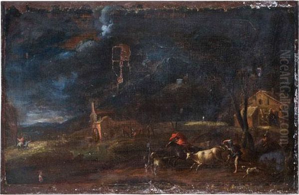 Tempesta Con Viandanti In Fuga Oil Painting by Pieter the Younger Mulier