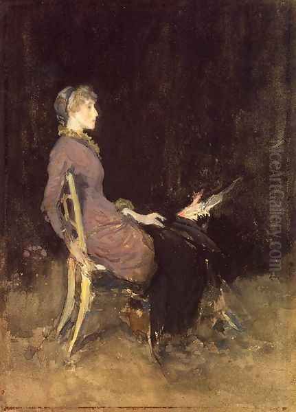 Black and Red (or Study in Black and Gold (Madge O'Donoghue)) Oil Painting by James Abbott McNeill Whistler