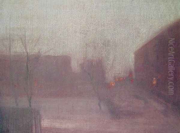 Nocturne: Trafalgar Square - Chelsea Snow Oil Painting by James Abbott McNeill Whistler