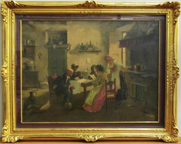 Interno Di Cucina Con Scena Di Genere Oil Painting by Lorenzo Cecconi