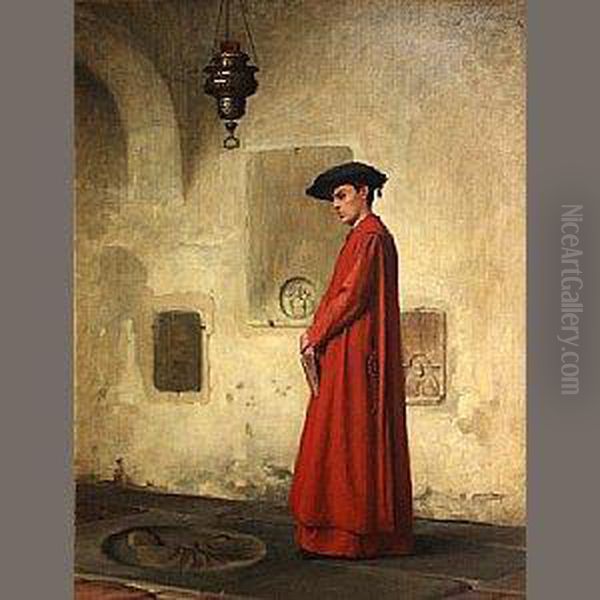 The Young Cleric Oil Painting by Ture Nikolaus Cederstrom