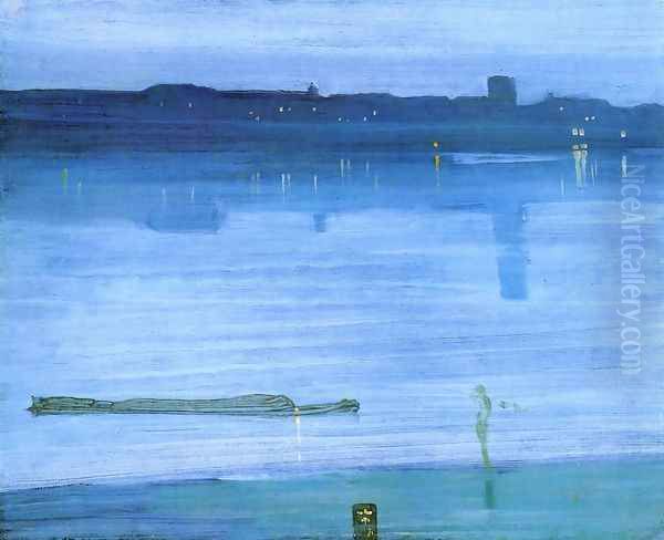 Nocturne: Blue and Silver - Chelsea Oil Painting by James Abbott McNeill Whistler