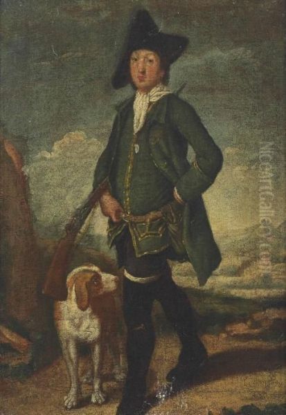 A Huntsman With A Hound, In A Landscape Oil Painting by Giacomo Ceruti (Il Pitocchetto)