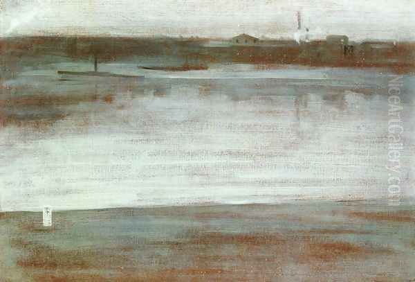 Symphony in Grey: Early Morning, Thames Oil Painting by James Abbott McNeill Whistler