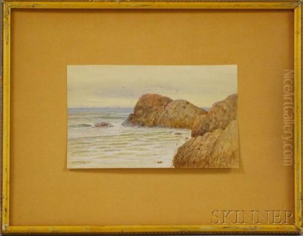 Rocky Coastline Oil Painting by Samuel R. Chaffee