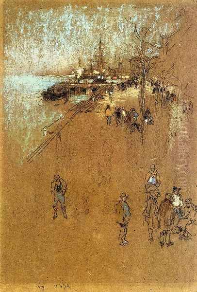 The Zattere; Harmony in Blue and Brown Oil Painting by James Abbott McNeill Whistler