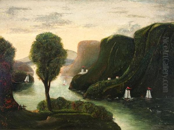 Hudson River Landscape With View Of West Point Oil Painting by Thomas Chambers