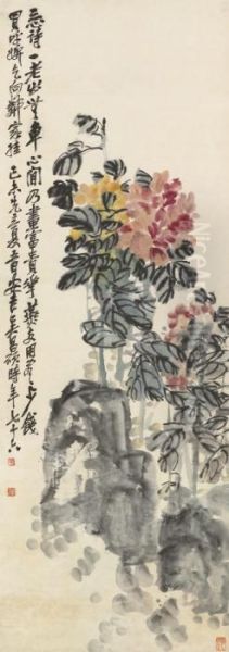 Peony Oil Painting by Wu Changshuo