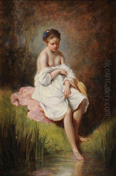 Jeune Fille Au Bain Oil Painting by Charles Josua Chaplin