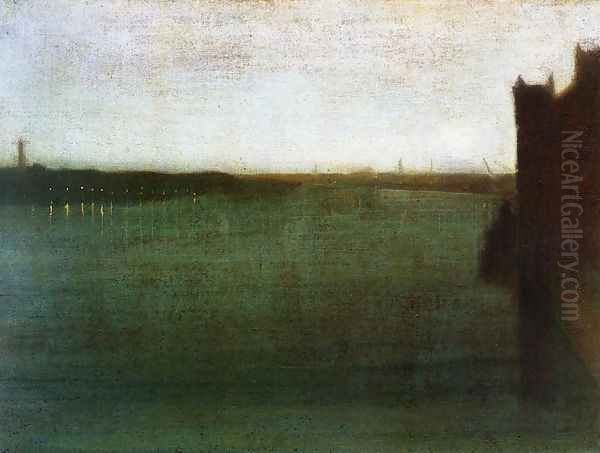 Nocturne: Grey and Gold - Westminster Bridge Oil Painting by James Abbott McNeill Whistler