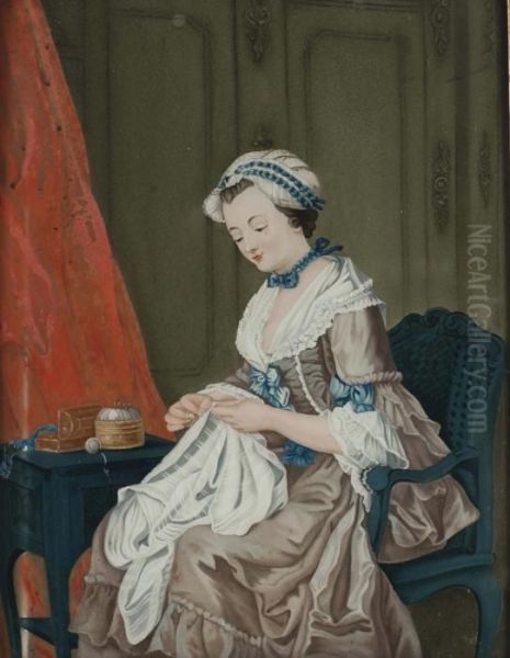 Couturiere Oil Painting by Jean-Baptiste-Simeon Chardin