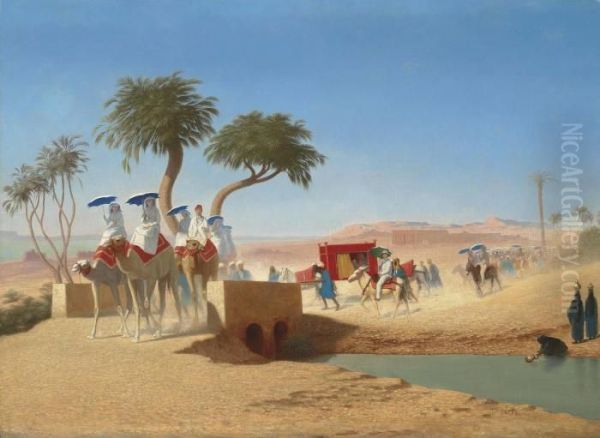 The Empress Eugenie Visiting The Pyramids Oil Painting by Charles Theodore Frere