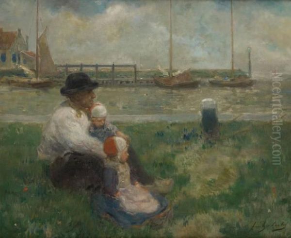 Le Marin Et Ses Deux Enfants Oil Painting by Frantz Charlet