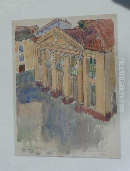 Zaraus, Yuntamiento (mairie). Oil Painting by Chas-Laborde