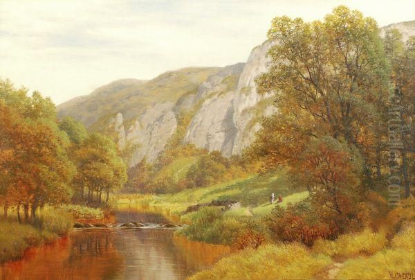 A Wooded River Valley Oil Painting by Henry Cheadle