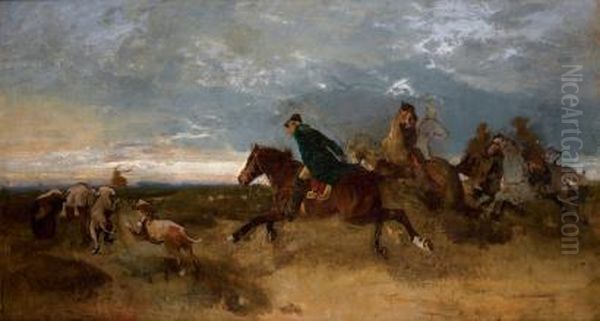 Chasse A Courre Oil Painting by Jozef Chelmonski