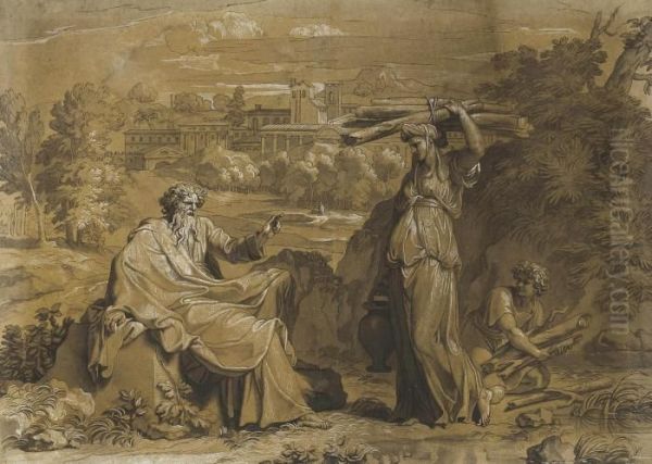 The Prophet Elijah And The Widow Of Sarepta Oil Painting by Louis Cheron