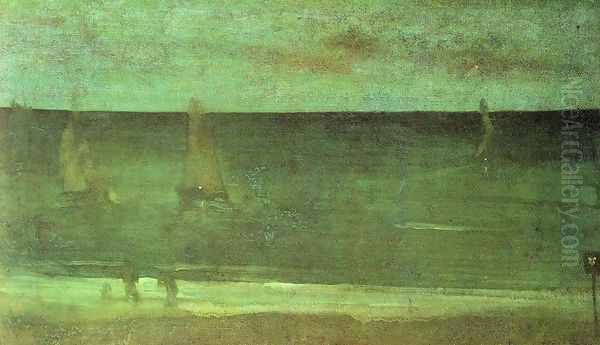 Nocturne: Blue and Silver - Bognor Oil Painting by James Abbott McNeill Whistler