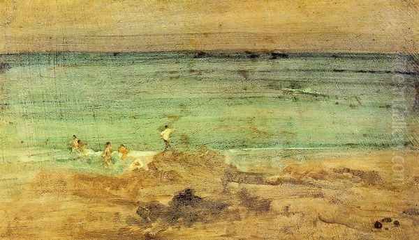 Violet and Blue: The Little Bathers, Perosquerie Oil Painting by James Abbott McNeill Whistler