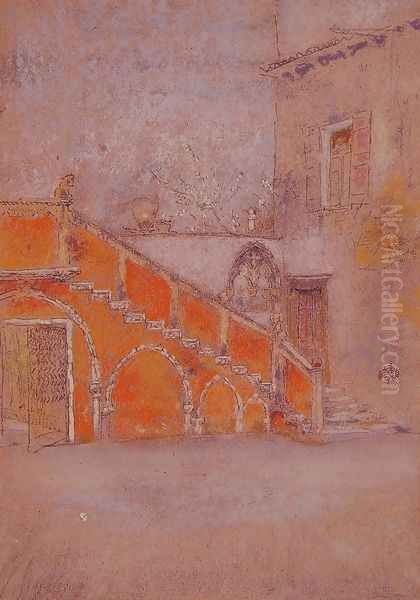 The Staircase: Note in Red Oil Painting by James Abbott McNeill Whistler