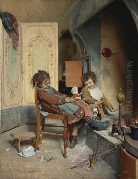 Joys Of Childhood Oil Painting by Gaetano Chierici