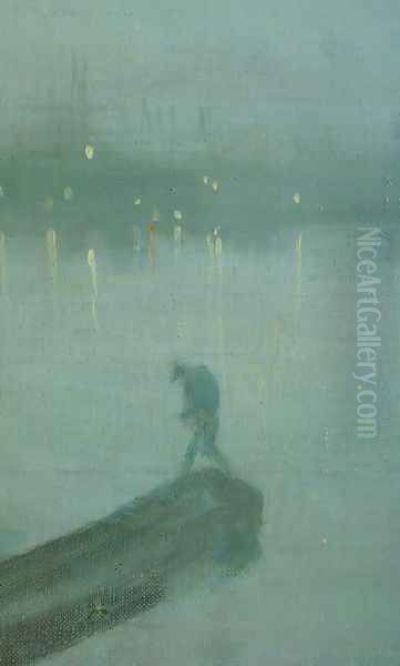 Nocturne in Blue and Gold, Old Battersea Bridge (detail) Oil Painting by James Abbott McNeill Whistler