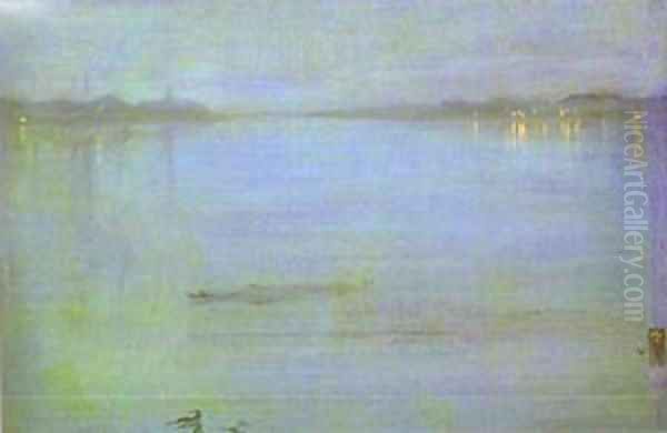 Nocturne Blue And Silver Cremorne Lights 1872 Oil Painting by James Abbott McNeill Whistler