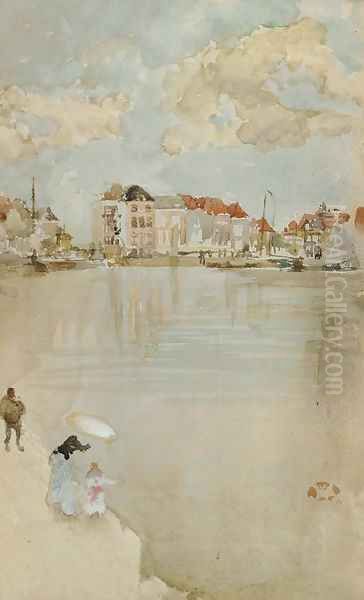 Note in Rose and Silver--Dordrecht Oil Painting by James Abbott McNeill Whistler