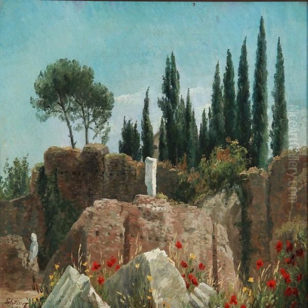 From The Palatine Hill In Rome Oil Painting by Anthonie, Anthonore Christensen