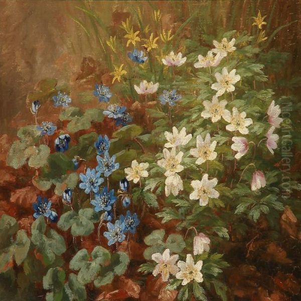 Spring Flowers In A Forest Floor Oil Painting by Anthonie, Anthonore Christensen