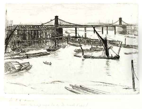 Old Hungerford Bridge 2 Oil Painting by James Abbott McNeill Whistler