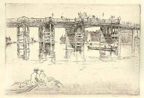 Old Putney Bridge Oil Painting by James Abbott McNeill Whistler