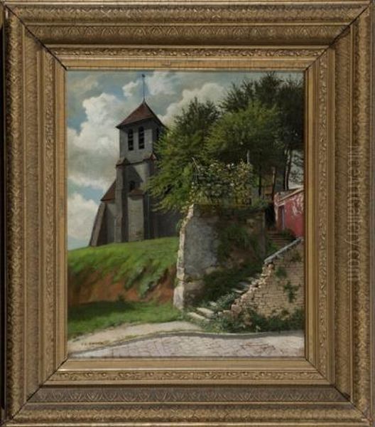 Building With Lush Side Yard Oil Painting by Frederic Edwin Church